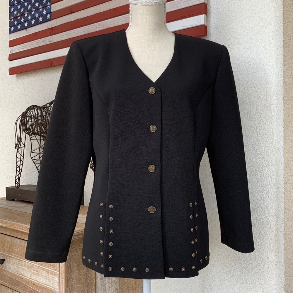 Michael B Ltd Vintage Embellished Black Jacket 14P